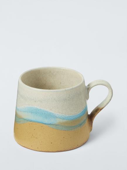 John Lewis Horizon Reactive Glaze Stoneware Mug, 350ml, Yellow, Multi