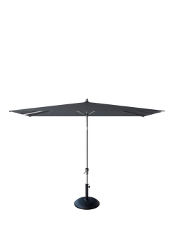Pacific Riva Centre Pole Rectangular Parasol & Base with Cover, 3 x 2m, Anthracite Grey