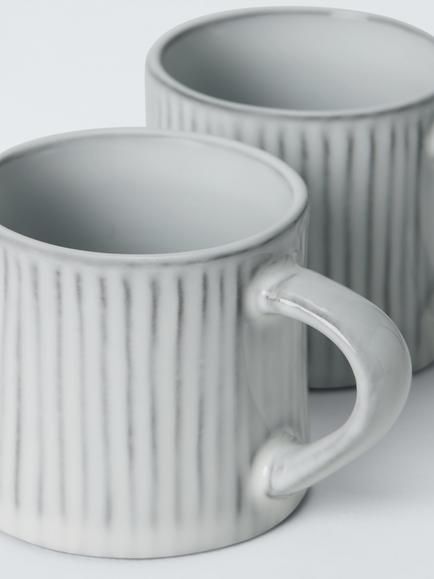 John Lewis Leckford Stoneware Espresso Mugs, Set of 2, 75ml, Grey - view 2, Grey