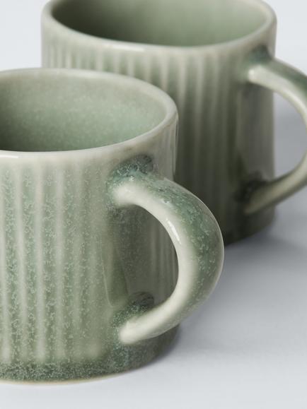 John Lewis Leckford Stoneware Espresso Mugs, Set of 2, 75ml, Green - view 2, Green