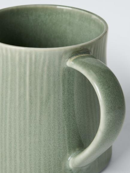 John Lewis Leckford Stoneware Mug, Set of 2, 360ml, Green - view 2, Green