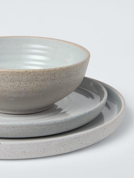 John Lewis Granite Stoneware Dinnerware Set, 12 Piece, Grey - view 2, Grey