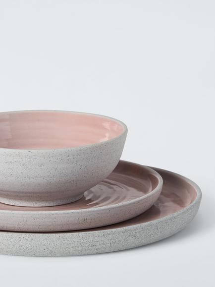 John Lewis Granite Stoneware Dinnerware Set, 12 Piece, Pink - view 2, Pink