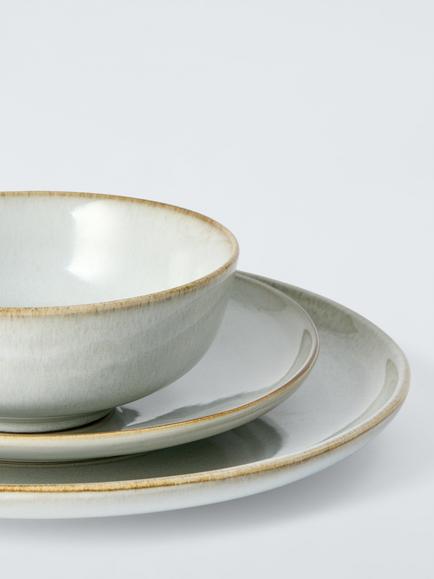 John Lewis Iver Reactive Glaze Stoneware Dinnerware Set, 12 Piece, Moonlight - view 2, Natural