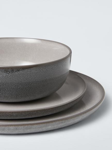 John Lewis Reactive Glaze Stoneware Dinnerware Set, 12 Piece, Natural - view 2, Natural