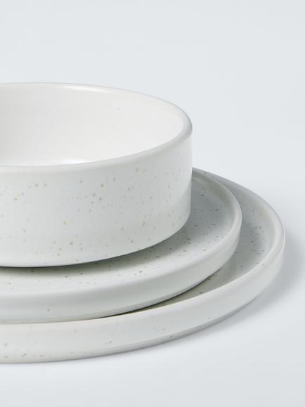 John Lewis Romy Glaze Stoneware Dinnerware Set, 12 Piece, White - view 2, White