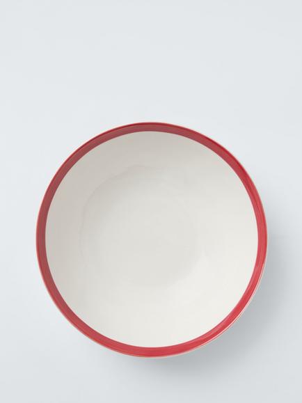 John Lewis Heartland Hand Painted Rim Stoneware Cereal Bowl, 18cm, White/Red - view 2, Multi