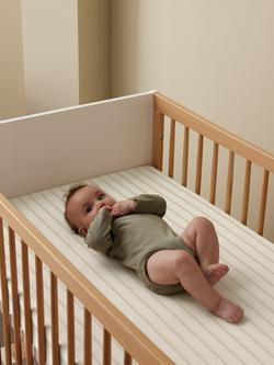 Snüz Cot/Cotbed Bed Fitted Sheet - view 2, Dash Stripe Sage
