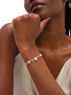 Jon Richard Mother of Pearl Heart Toggle Bracelet, Gold - view 2, Gold