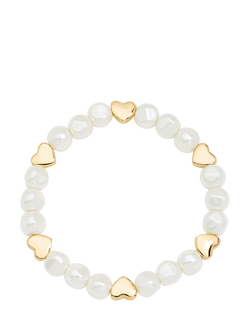 Jon Richard Pearl and Polished Heart Bracelet, Gold, Gold