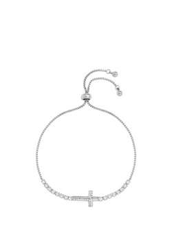 Jon Richard Crystal Cross Toggle Bracelet, Silver, Silver