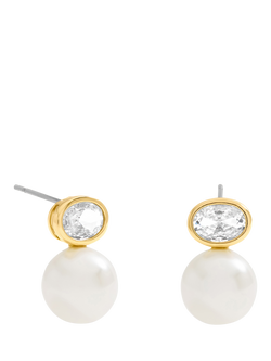 Jon Richard Crystal and Pearl Drop Earrings, Gold, Gold