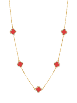 Jon Richard Coral Long Station Clover Necklace, Gold, Gold