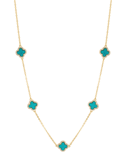 Jon Richard Turquoise Long Station Clover Necklace, Gold, Gold