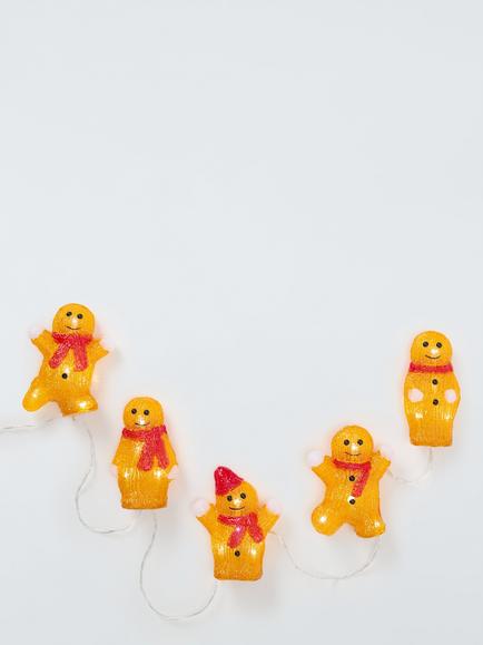 John Lewis Acrylic Gingerbread Man LED Lit Figures, Set of 5, Light Brown