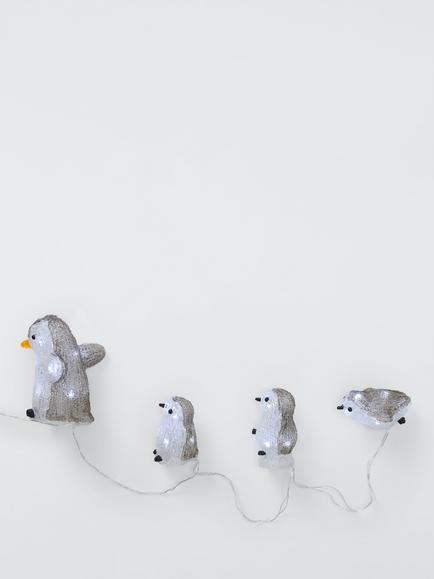 John Lewis Acrylic Penguin LED Lit Figures, Set of 4, Grey