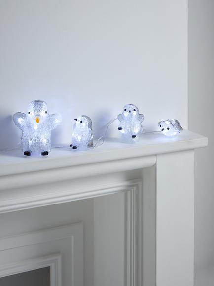 John Lewis Acrylic Penguin LED Lit Figures, Set of 4 - view 2, Grey