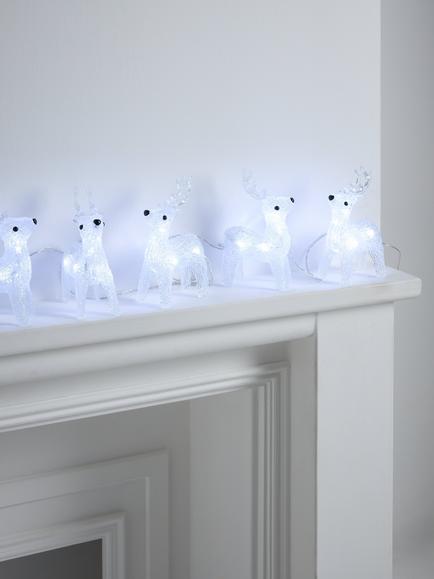 John Lewis Acrylic Reindeer LED Lit Figures, Set of 5 - view 2, White