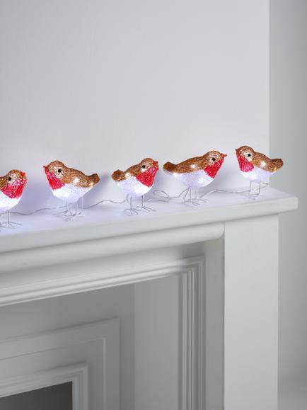 John Lewis Acrylic Robin LED Lit Figures, Set of 5 - view 2, Multi