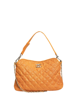 Pre-loved CHANEL 2011 Coco Mark Caviar Quilted Shoulder Bag, Orange, Orange