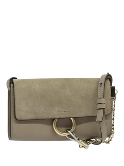 Pre-loved Chloé Faye Suede and Leather Crossbody Bag, Grey, Grey