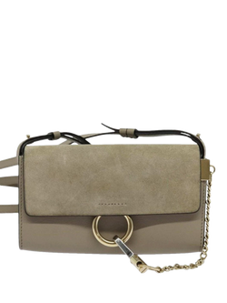 Pre-loved Chloé Faye Suede and Leather Crossbody Bag, Grey - view 2, Grey