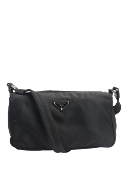 Pre-loved Prada Nylon Silver Hardware Shoulder Bag, Black, Black