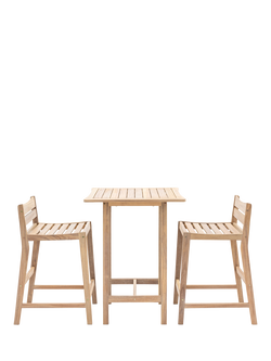 Gallery Direct Astakos Acacia Wood 2-Seater Square High Bar Table & Chairs Set, Natural, 