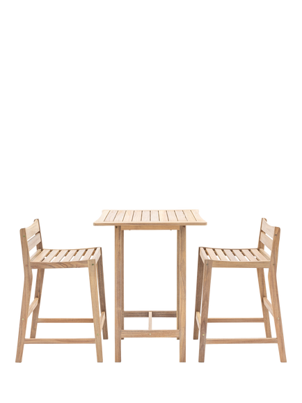 Gallery Direct Astakos Acacia Wood 2-Seater Square High Bar Table & Chairs Set, Natural, Natural