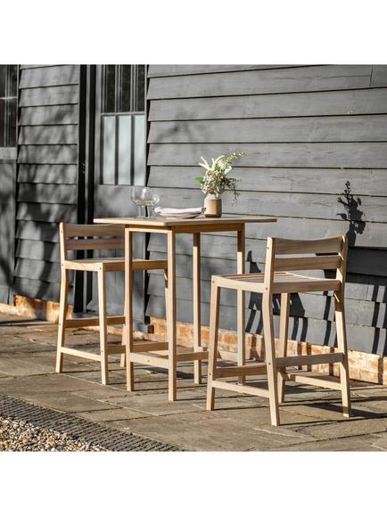 Gallery Direct Astakos Acacia Wood 2-Seater Square High Bar Table & Chairs Set, Natural - view 2, Natural