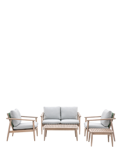 Gallery Direct Corsica Acacia Wood 4-Seater Garden Lounging Set, Grey/White, Grey/White