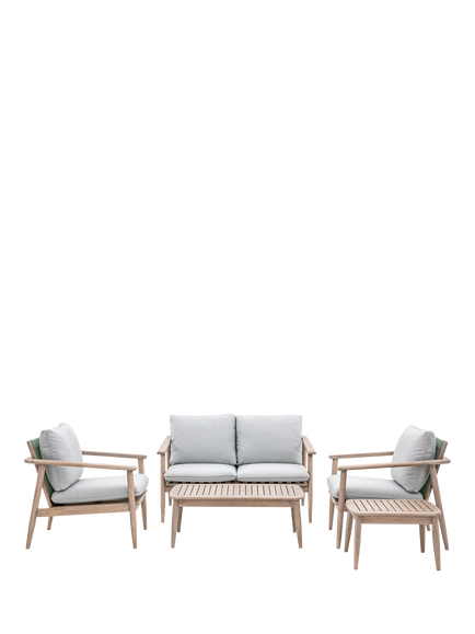 Gallery Direct Corsica Acacia Wood 4-Seater Garden Lounging Set, Grey/White, Grey/White