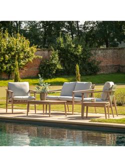 Gallery Direct Corsica Acacia Wood 4-Seater Garden Lounging Set, Grey/White - view 2, Grey/White