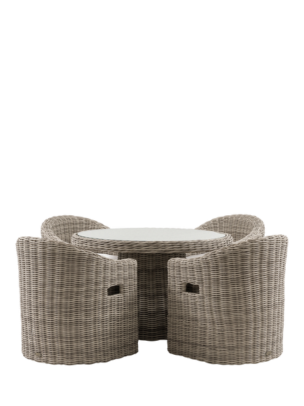 Gallery Direct Ragusa Rattan 4-Seater Round Garden Dining Table & Chairs Set, Grey, Natural