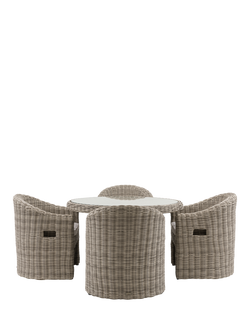Gallery Direct Ragusa Rattan 4-Seater Round Garden Dining Table & Chairs Set, Grey - view 2, 