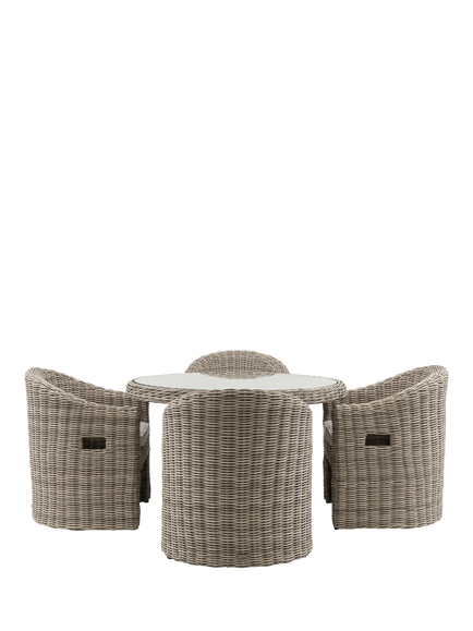 Gallery Direct Ragusa Rattan 4-Seater Round Garden Dining Table & Chairs Set, Grey - view 2, Natural