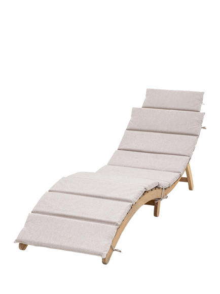 Gallery Direct Ammos Foldaway Acacia Wood Sun Lounger with Cushions, Natural, Natural