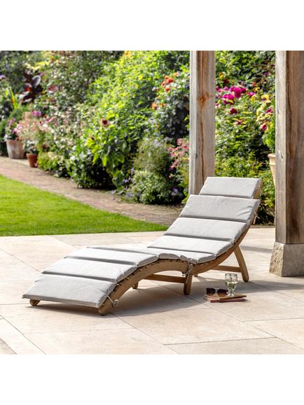 Gallery Direct Ammos Foldaway Acacia Wood Sun Lounger with Cushions, Natural - view 2, Natural