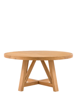 Gallery Direct Chatsworth Teak Wood Round Garden Dining Table, 150cm, Natural, Natural