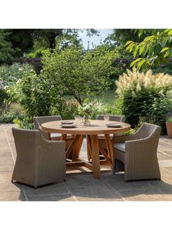 Gallery Direct Chatsworth Teak Wood Round Garden Dining Table, 150cm, Natural - view 2, Natural