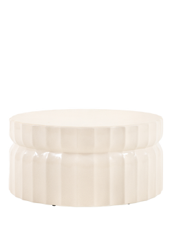 Gallery Direct Cirella Round Garden Coffee Table, 80cm, Cream, Cream