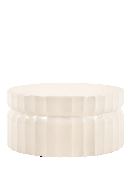 Gallery Direct Cirella Round Garden Coffee Table, 80cm, Cream, Cream