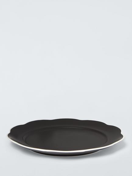 John Lewis Fleur Scalloped Fine China Dinner Plate, 26.7cm, Black - view 2, Black
