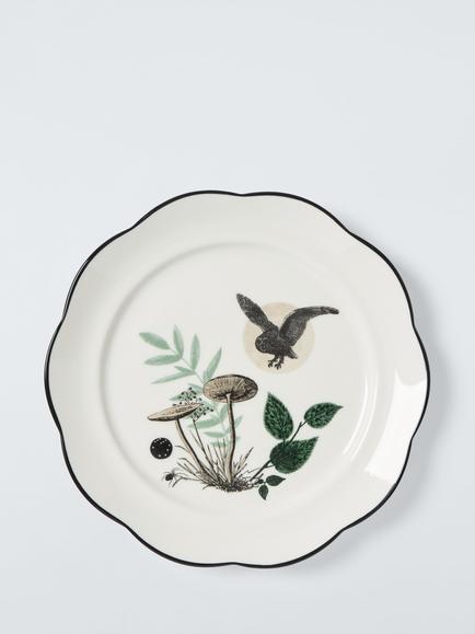 John Lewis Owl Fine China Plate, 19.6cm, White/Green, White