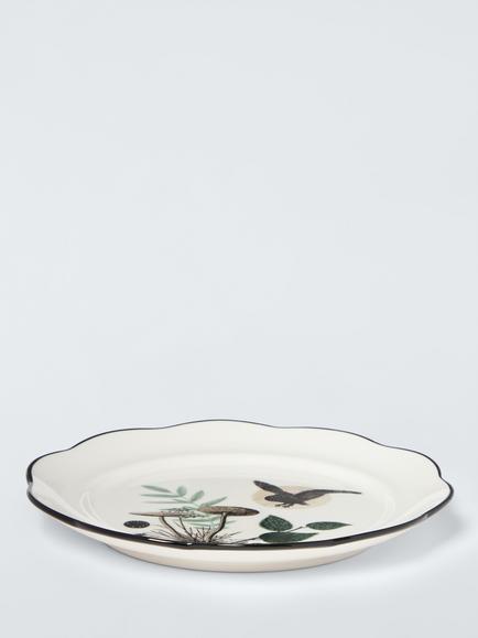 John Lewis Owl Fine China Plate, 19.6cm, White/Green - view 2, White