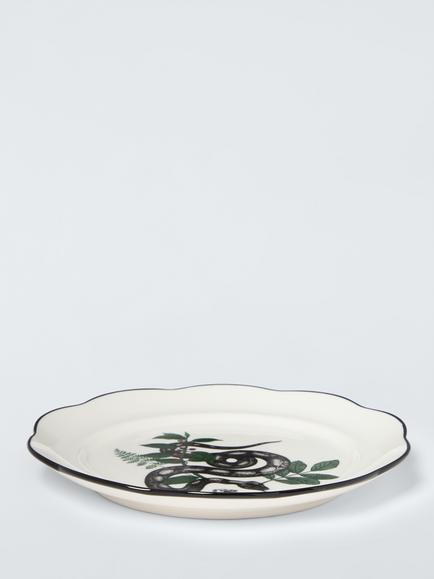John Lewis Snake Fine China Plate, 19.6cm, White/Green - view 2, White