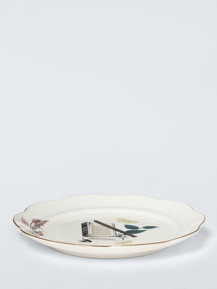 John Lewis 12 Days of Christmas 11 Pipers Piping Fine China Side Plate, 19.6cm, White/Green - view 2, Multi