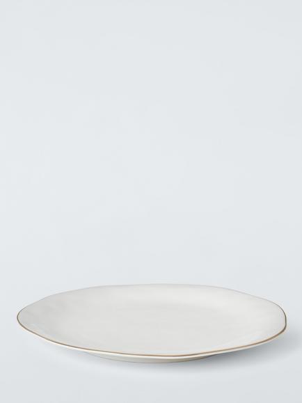 John Lewis Flora Gold Rim Fine China Dinner Plate, 27cm, White - view 2, Multi