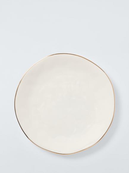 John Lewis Flora Gold Rim Fine China Side Plate, 20cm, White, Multi