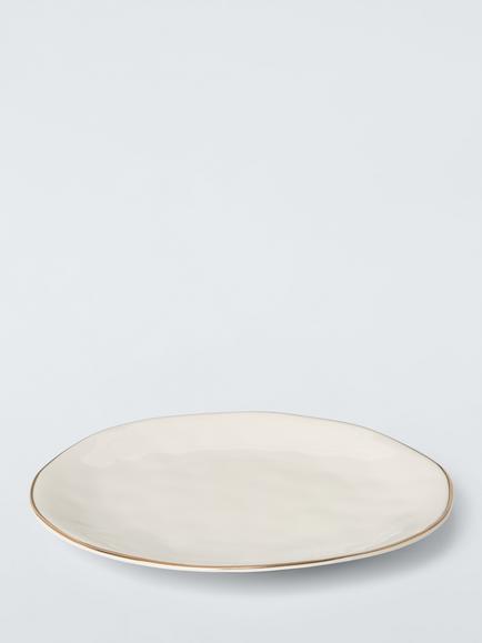 John Lewis Flora Gold Rim Fine China Side Plate, 20cm, White - view 2, Multi